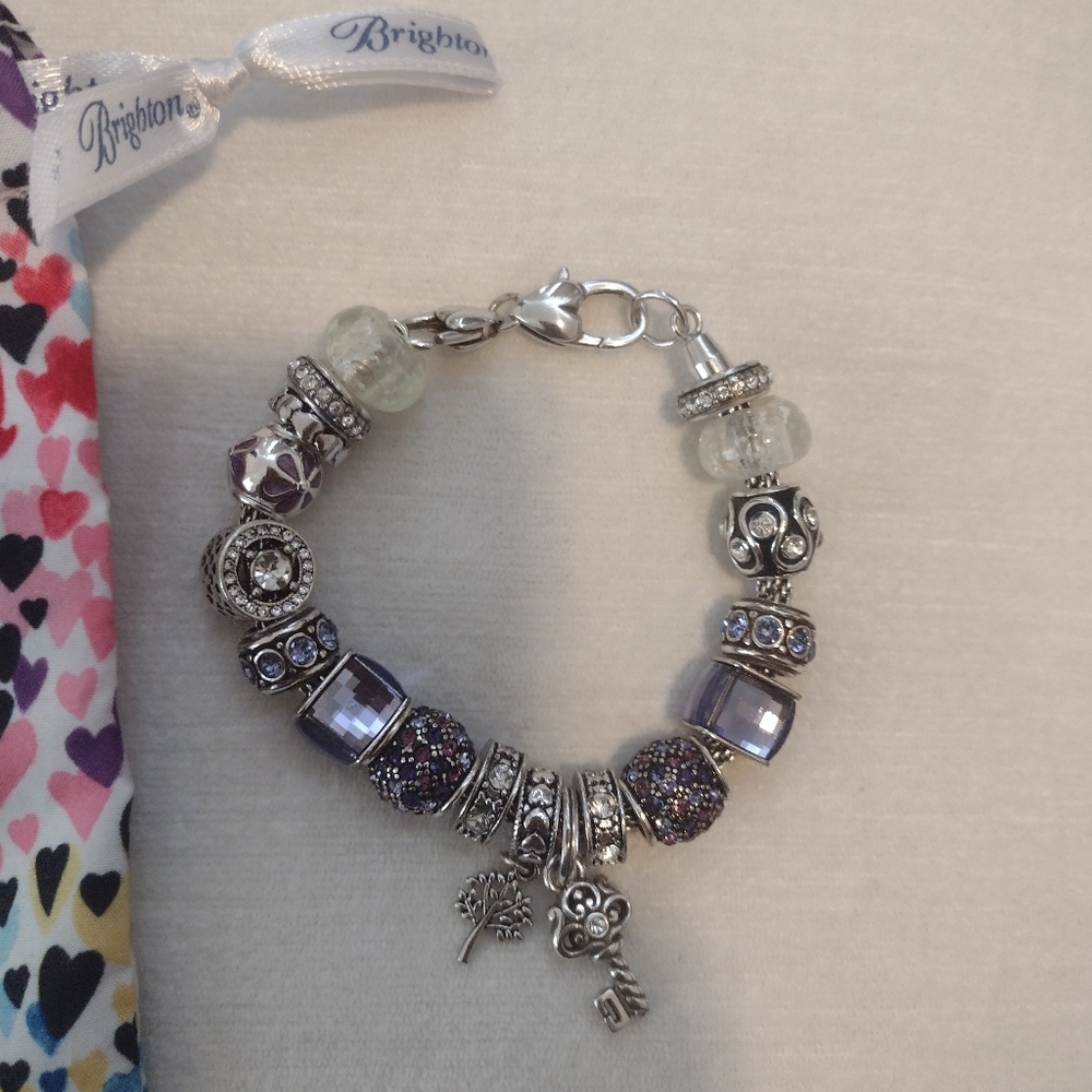 Brighton Silver and Purple Bracelet with Charms